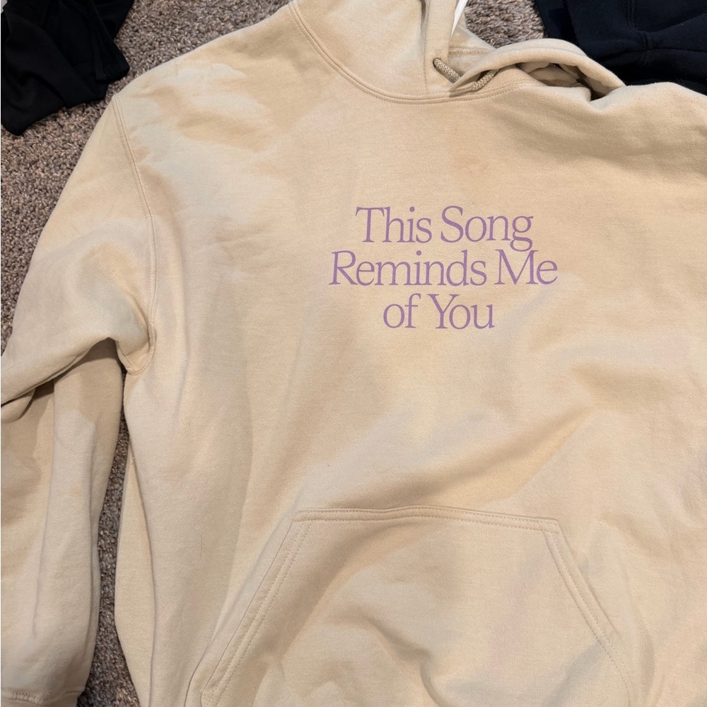 LONELY GHOST Cream Hoodie with Black Logo